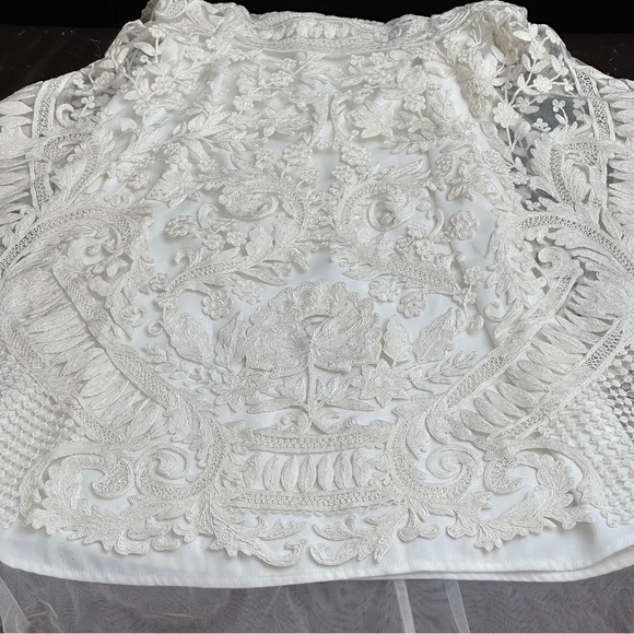 Pankaj & Nidhi White Lace Overlay Mini Dress Sheath Size 4 - Picture 7 of 13